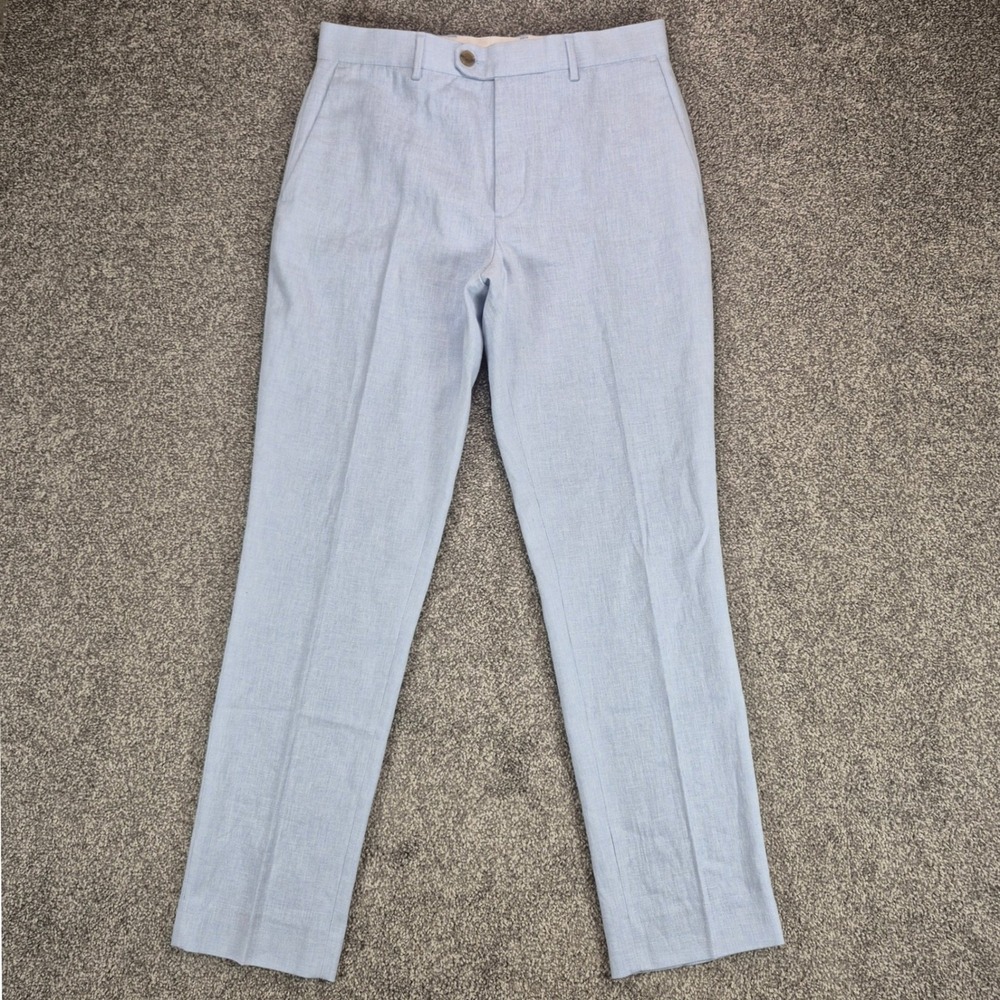 NWT Banana Republic Linen Blend Pants Men 30x30 Blue Canyon Tailored Fit Trouser
